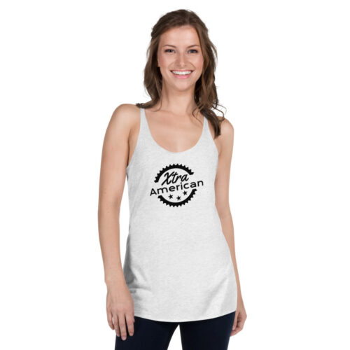 Women's Racerback Tank in white, front view