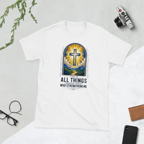 STAINED GLASS CROSS in white, front view
