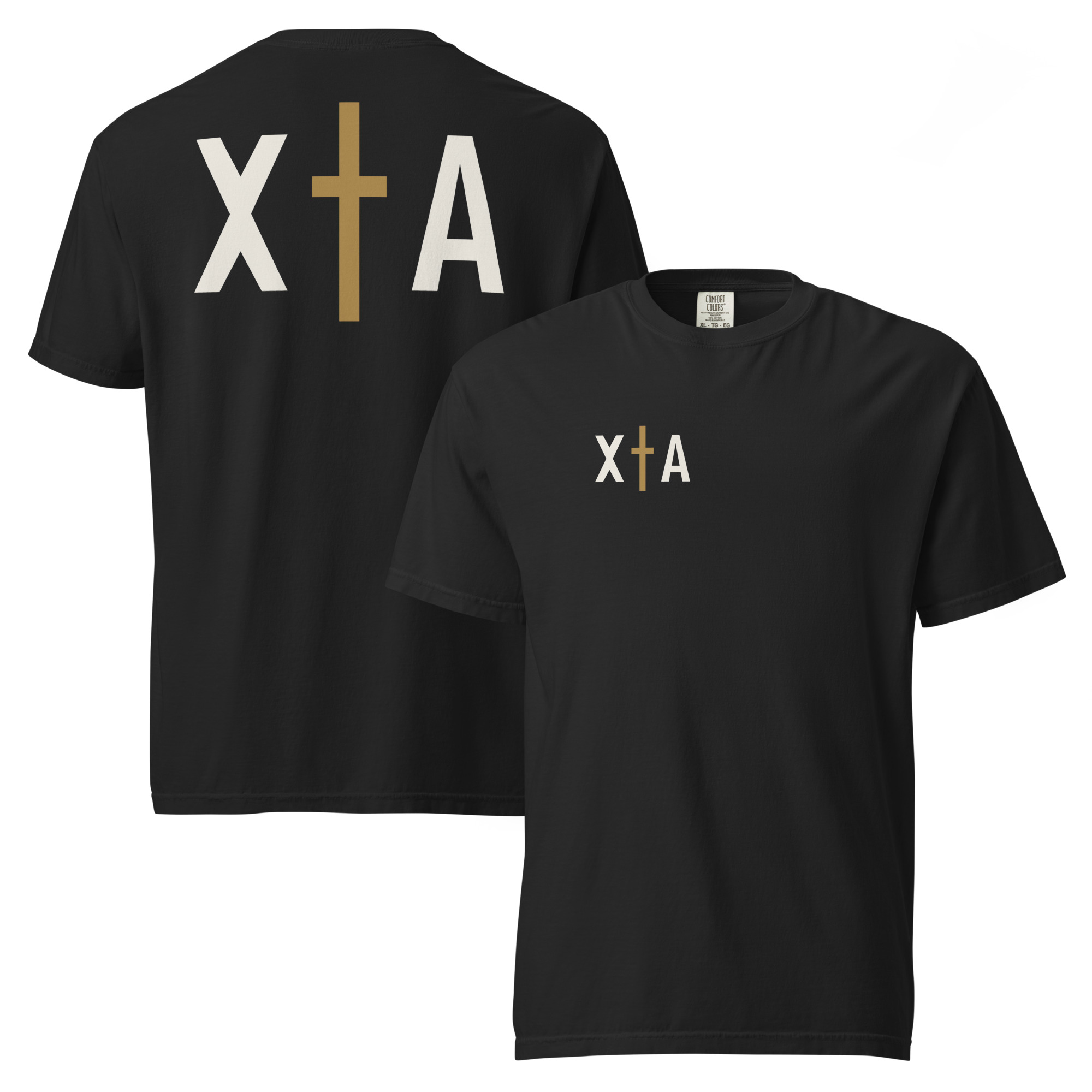 XA MONOGRAM CROSS in black, front and back view