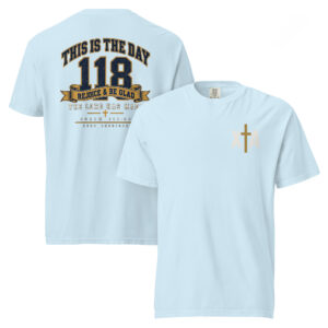 PSALM 118 shirt in chambray, front and back