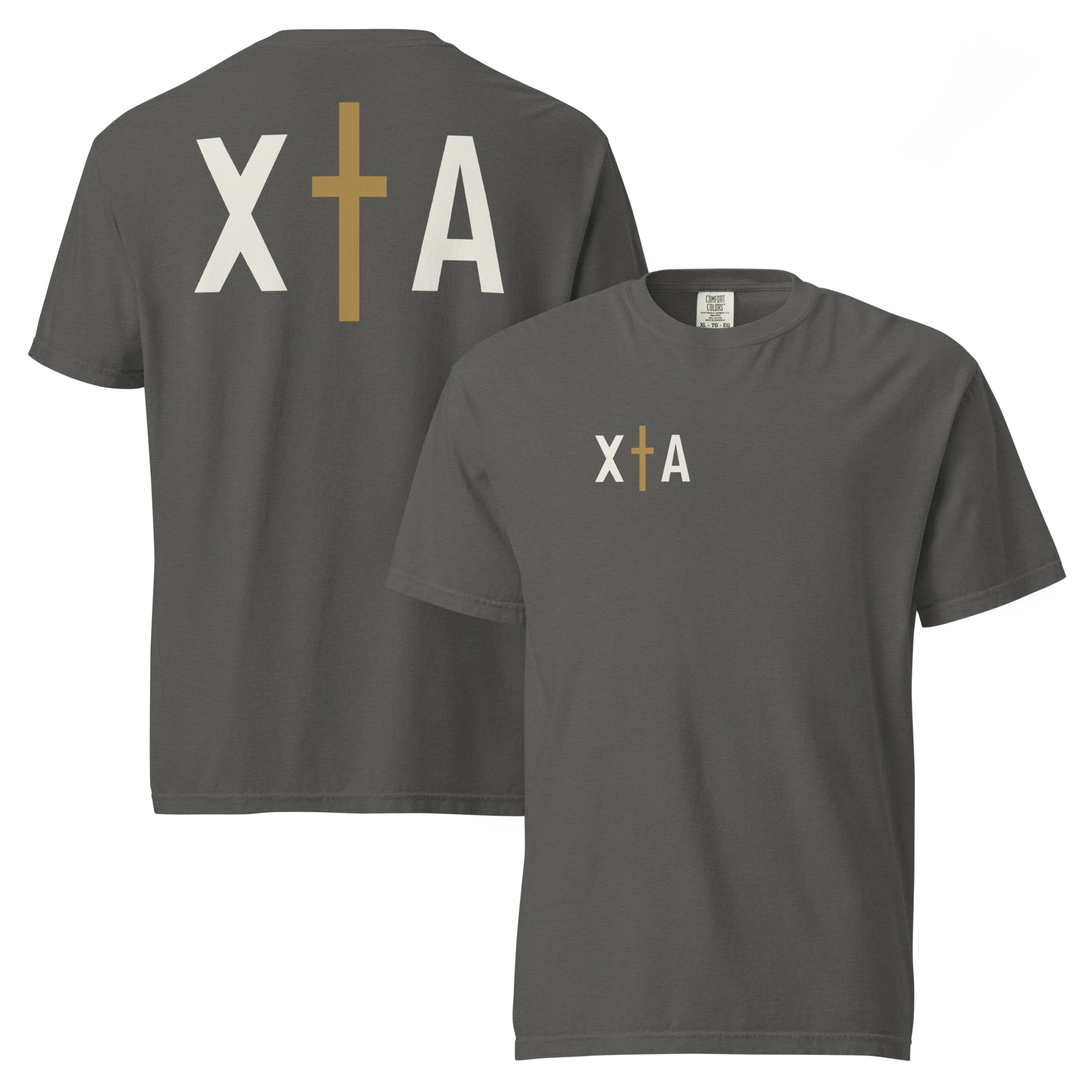 XA MONOGRAM CROSS in pepper, front and back view
