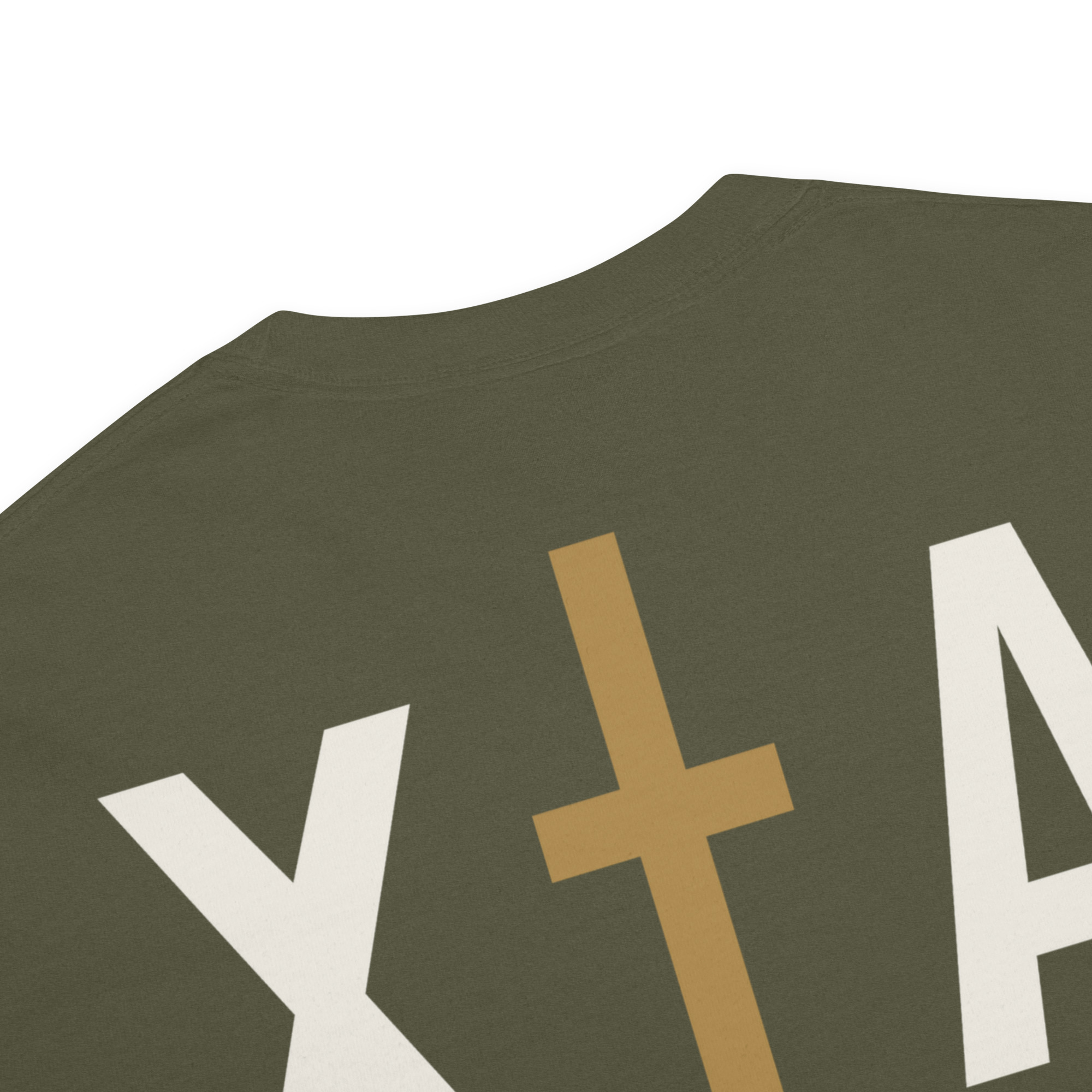 XA MONOGRAM CROSS in sage, detail view