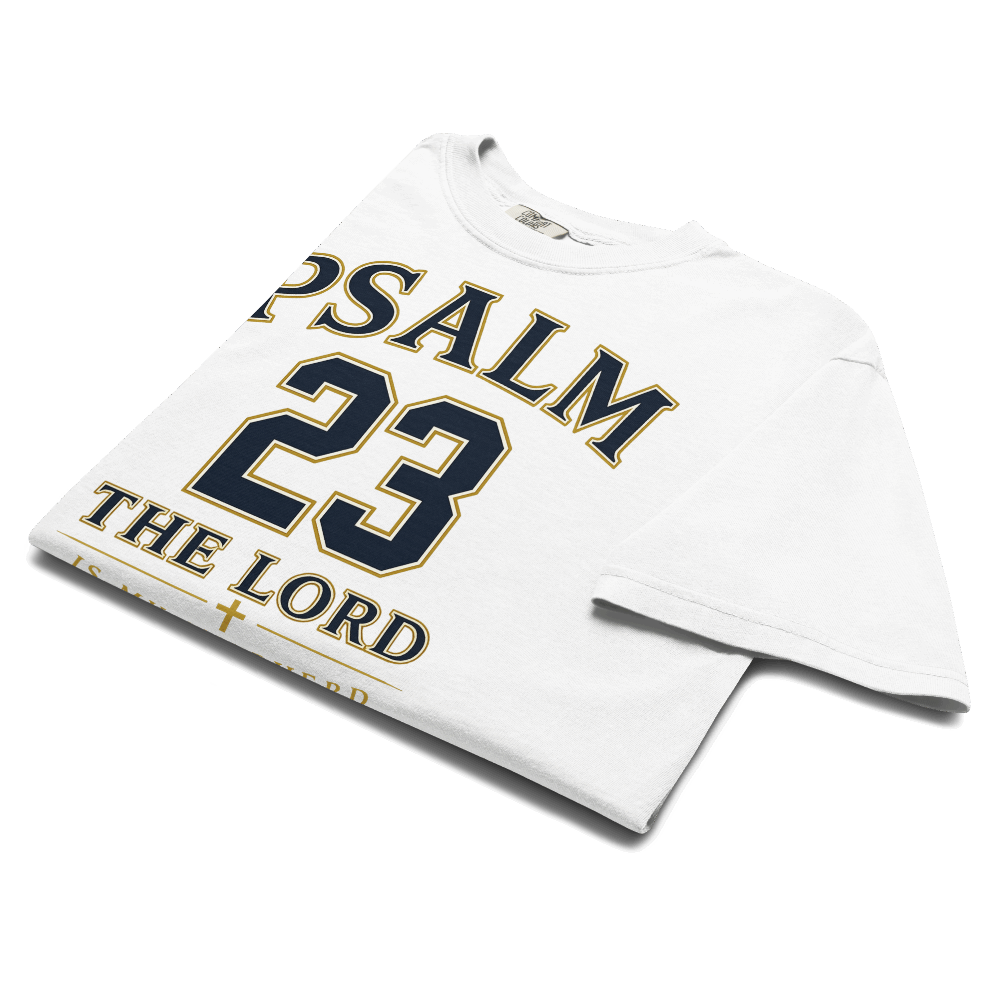 PSALM 23 in white, angled front view