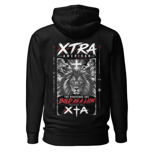 Bold As A Lion — unisex premium pullover hoodie black, back