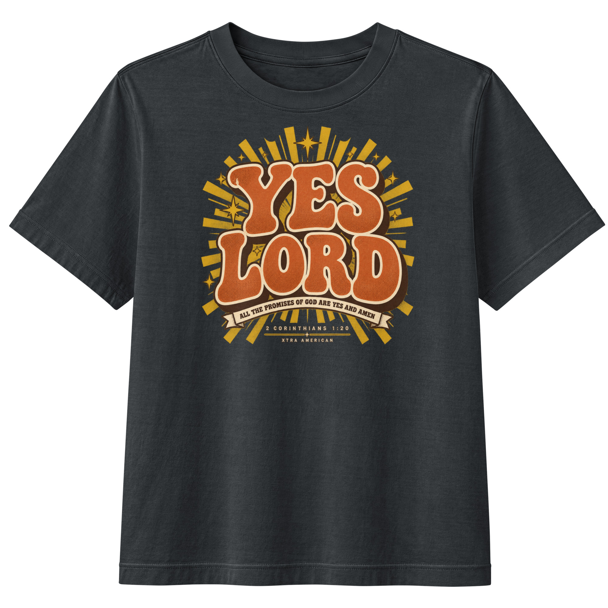 Yes Lord โ women's heavyweight garment-dyed tee washed black, front