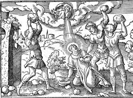 The Stoning of Stephen, woodcut by Virgil Solis, 1565