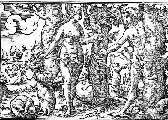 The Serpent and the Tree, woodcut by Virgil Solis, 1565