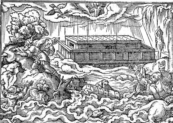 The Flood and the Returning Dove, woodcut by Virgil Solis, 1565