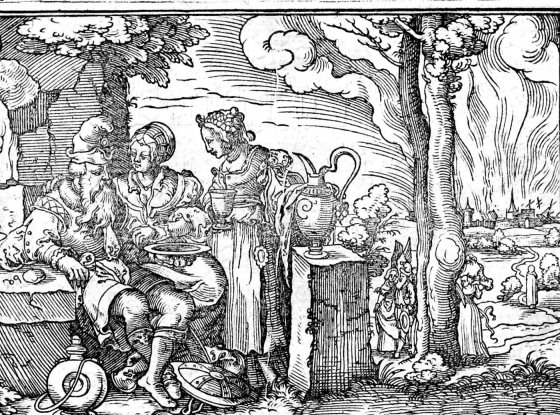 Noah Plants a Vineyard, woodcut by Virgil Solis, 1565