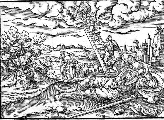 Jacob's Ladder, woodcut by Virgil Solis, 1565