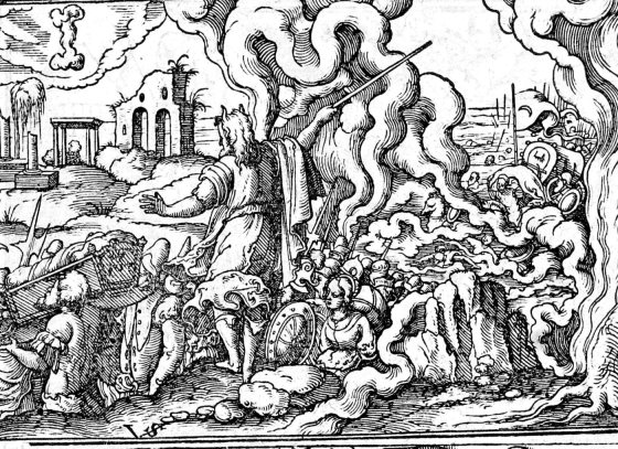 Pharaoh's Host Drowned in the Red Sea, woodcut by Virgil Solis, 1565