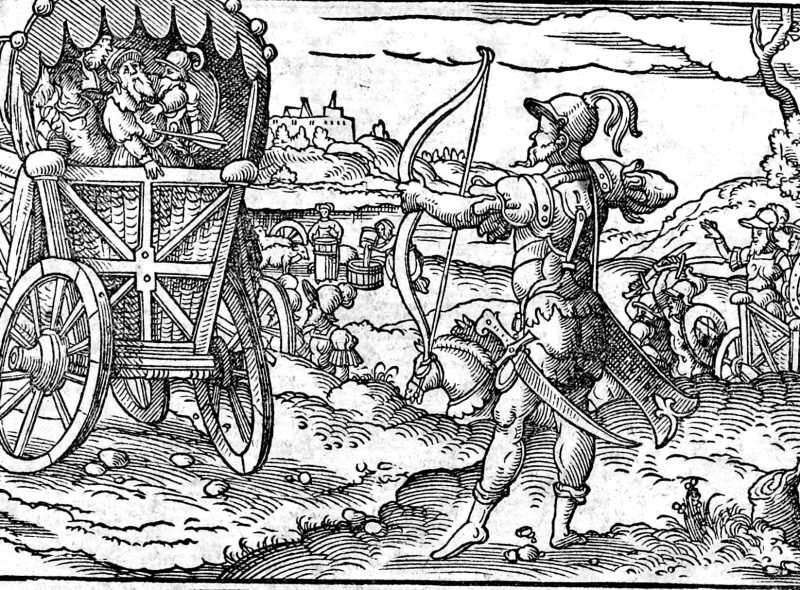 Micaiah and the Death of Ahab, woodcut by Virgil Solis