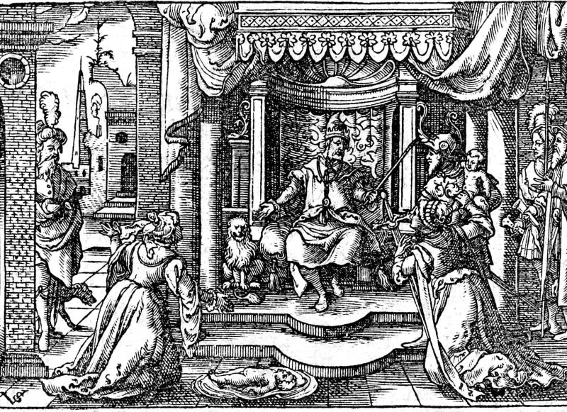 The Judgment of Solomon, woodcut by Virgil Solis