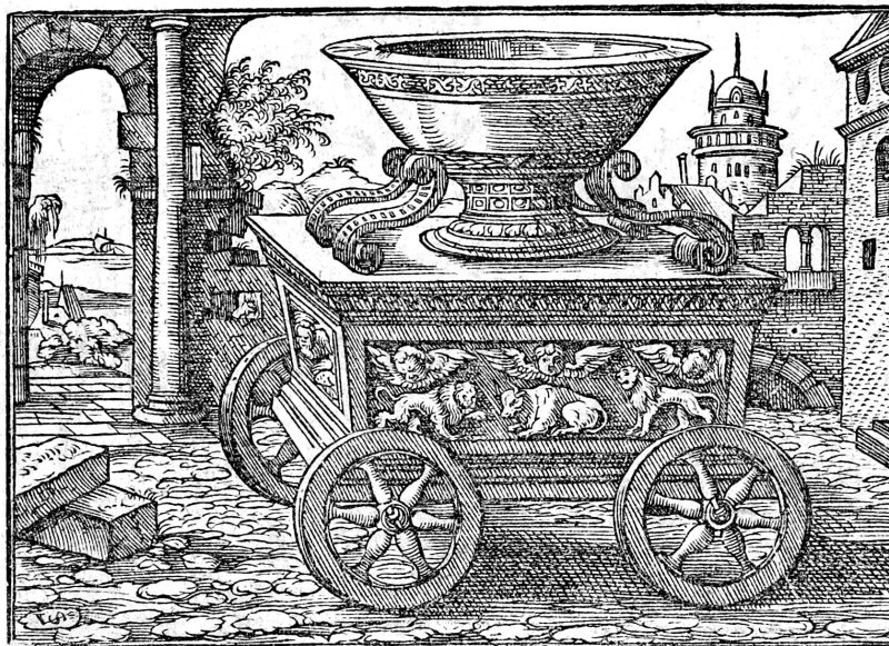 The Ten Brazen Bases, woodcut by Virgil Solis