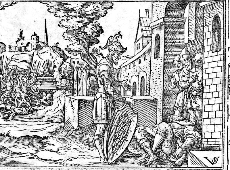 The Ark Taken by the Philistines, woodcut by Virgil Solis