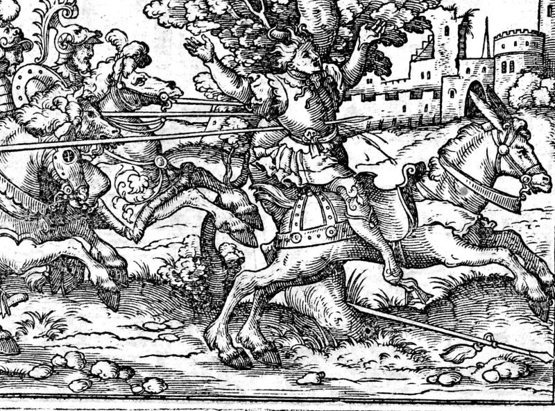 The Death of Absalom, woodcut by Virgil Solis