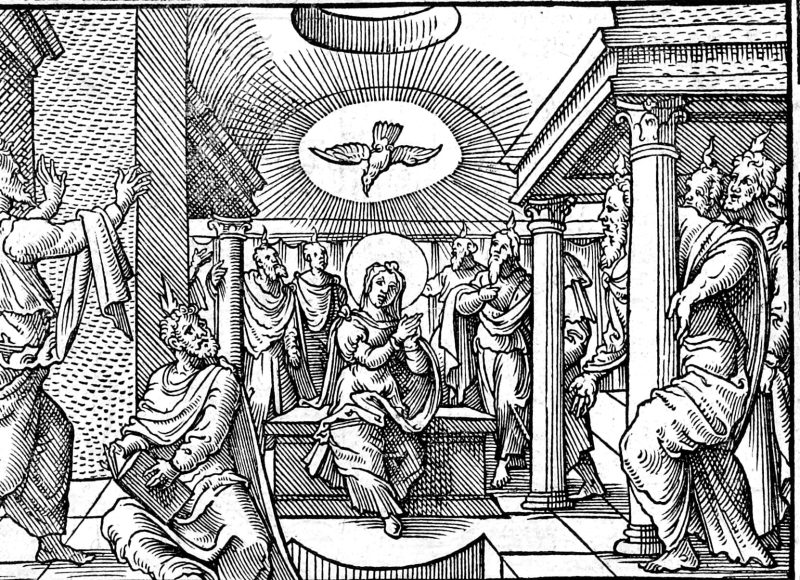 The Day of Pentecost, woodcut by Virgil Solis
