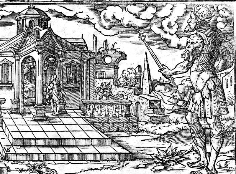 Daniel and the King's Meat, woodcut by Virgil Solis
