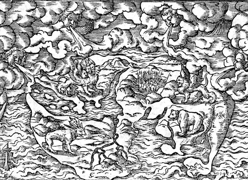 Daniel's Vision of the Four Beasts, woodcut by Virgil Solis