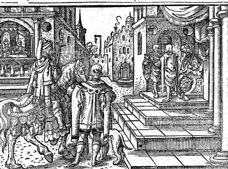 The Triumph of Mordecai, woodcut by Virgil Solis