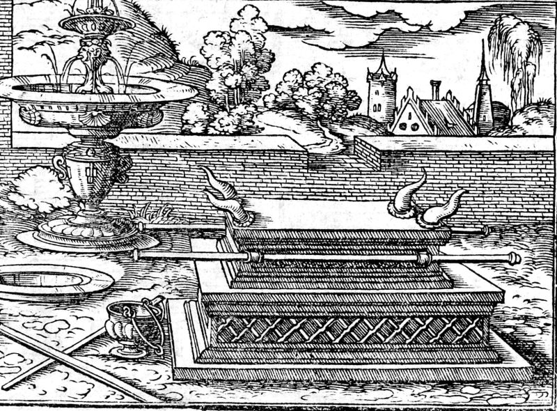 The Altar of Burnt Offering, woodcut by Virgil Solis