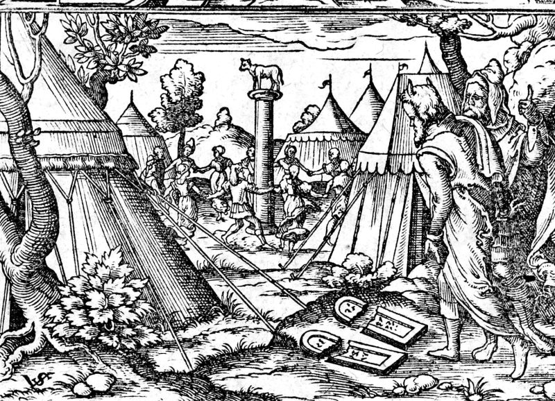 The Golden Calf, woodcut by Virgil Solis
