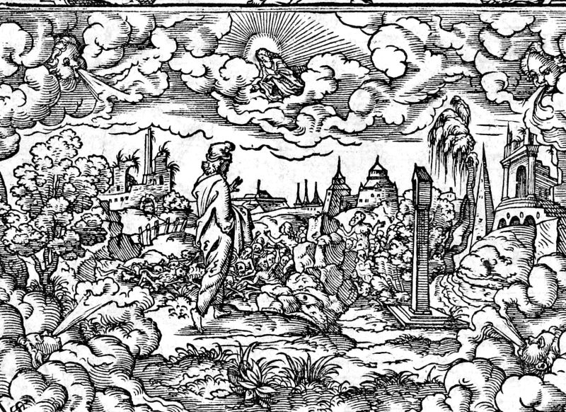 The Valley of Dry Bones, woodcut by Virgil Solis