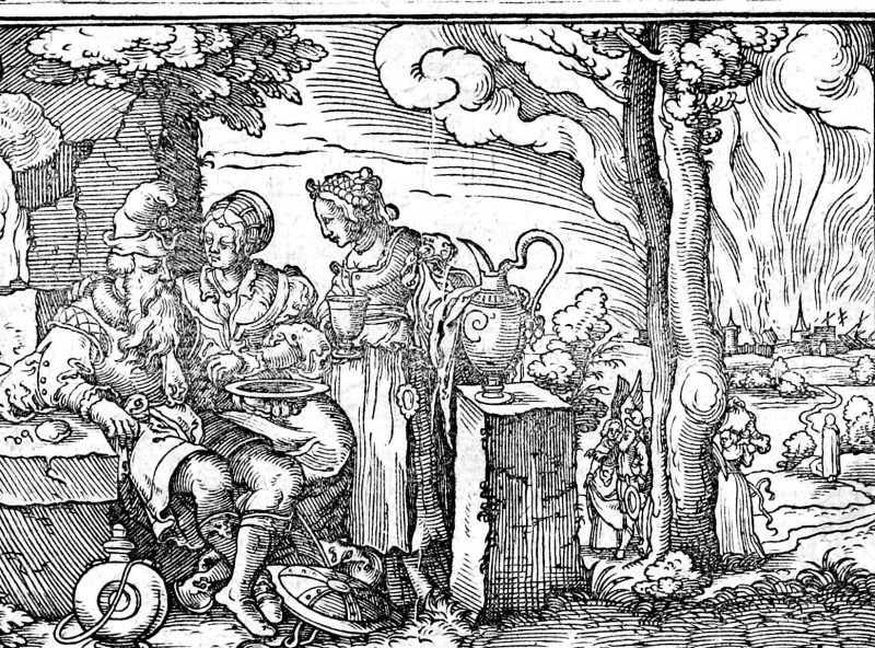 Noah Plants a Vineyard, woodcut by Virgil Solis