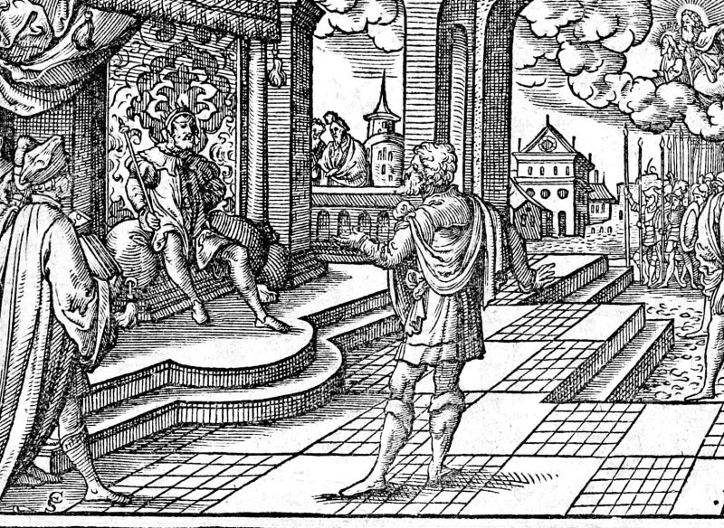 Habakkuk and the Chaldeans, woodcut by Virgil Solis