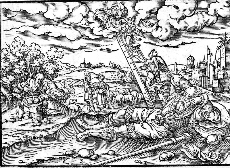 Jacob's Ladder, woodcut by Virgil Solis