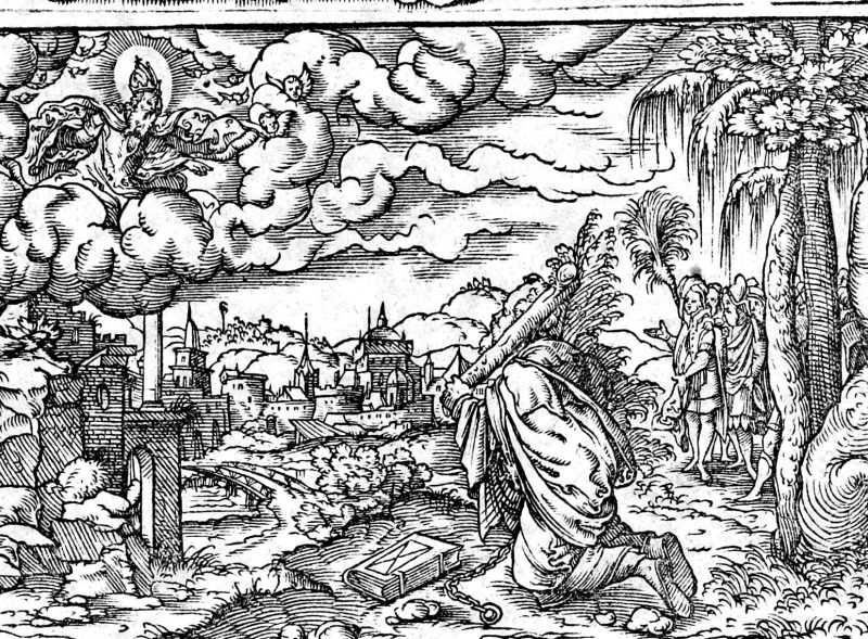 The Rod and the Seething Pot, woodcut by Virgil Solis