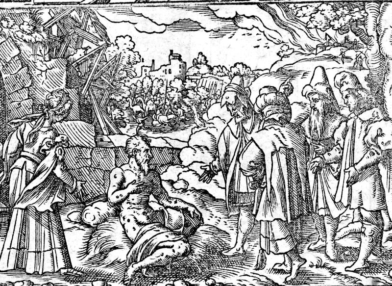 Job Loses All He Has, woodcut by Virgil Solis
