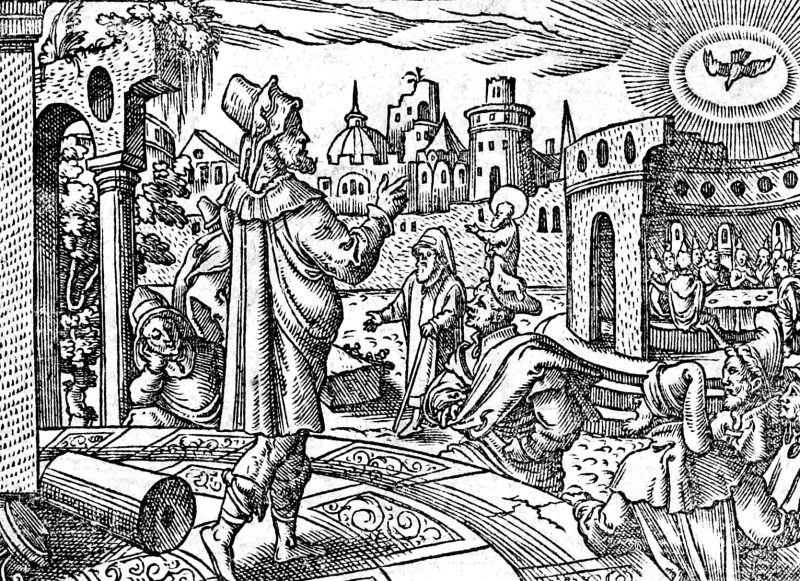 The Locusts and the Ruined Harvest, woodcut by Virgil Solis
