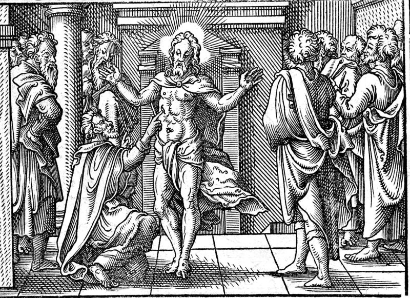 Christ Appears to Mary Magdalene and to Thomas, woodcut by Virgil Solis