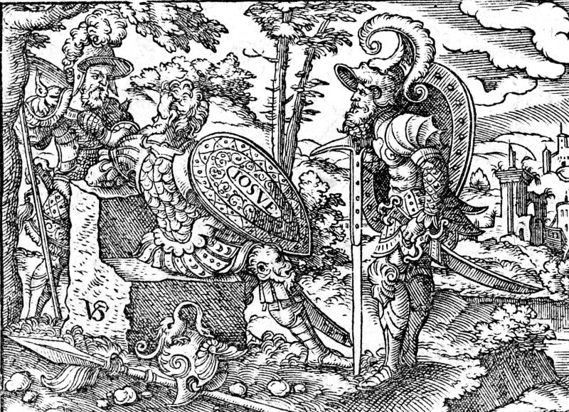 Joshua Takes Command, woodcut by Virgil Solis