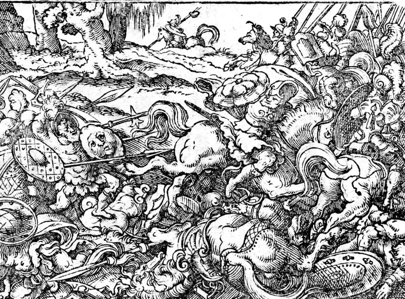 The Kings of the North Defeated, woodcut by Virgil Solis