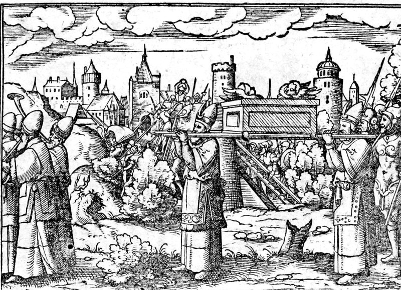 The Fall of Jericho, woodcut by Virgil Solis