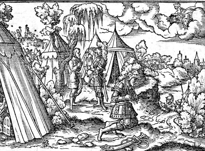 The Stoning of Achan, woodcut by Virgil Solis