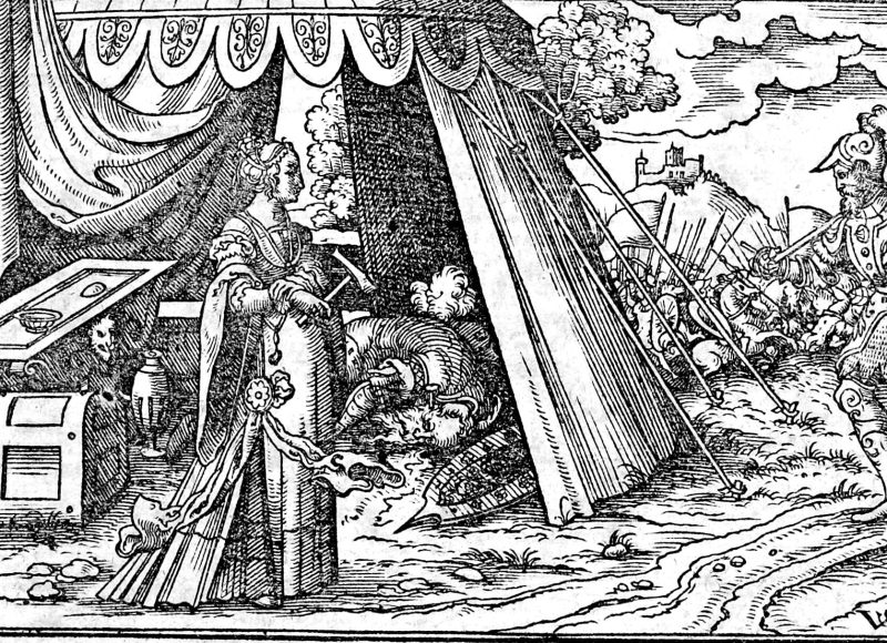 Deborah, Barak and the Death of Sisera, woodcut by Virgil Solis