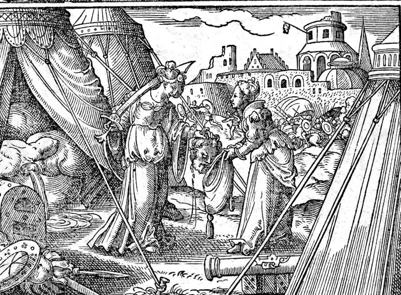 Judith and Holofernes, woodcut by Virgil Solis