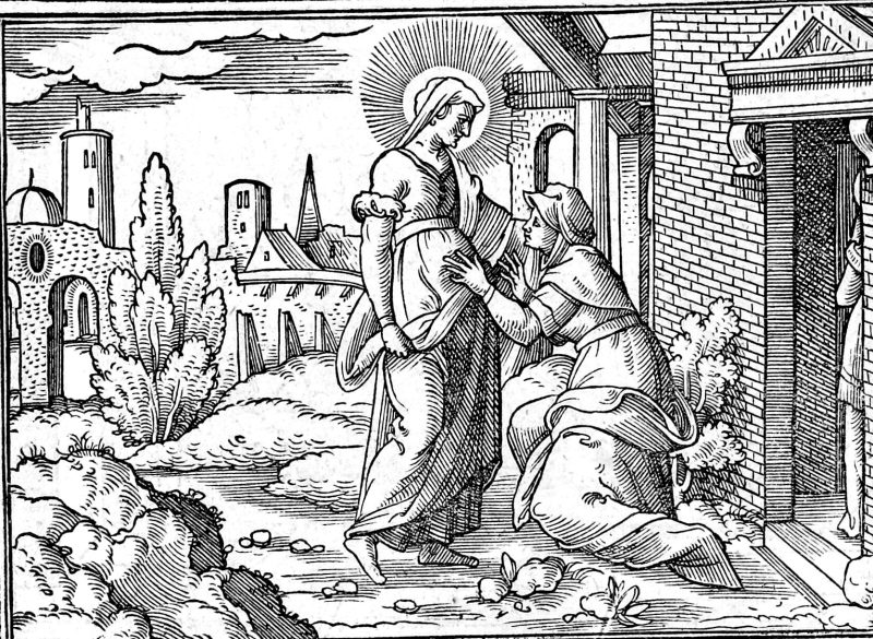 The Visitation, woodcut by Virgil Solis