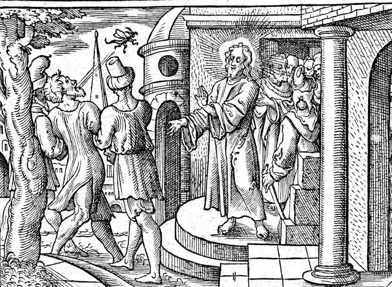 Christ Rebukes the Pharisees, woodcut by Virgil Solis