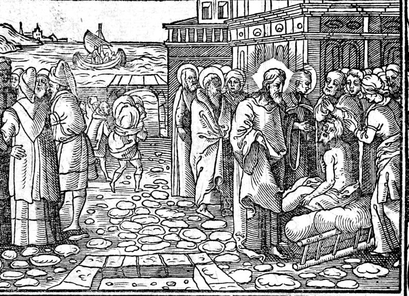 The Man with the Dropsy, woodcut by Virgil Solis