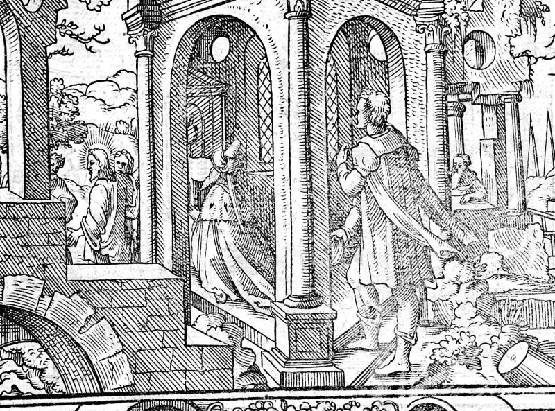 The Pharisee and the Publican, woodcut by Virgil Solis