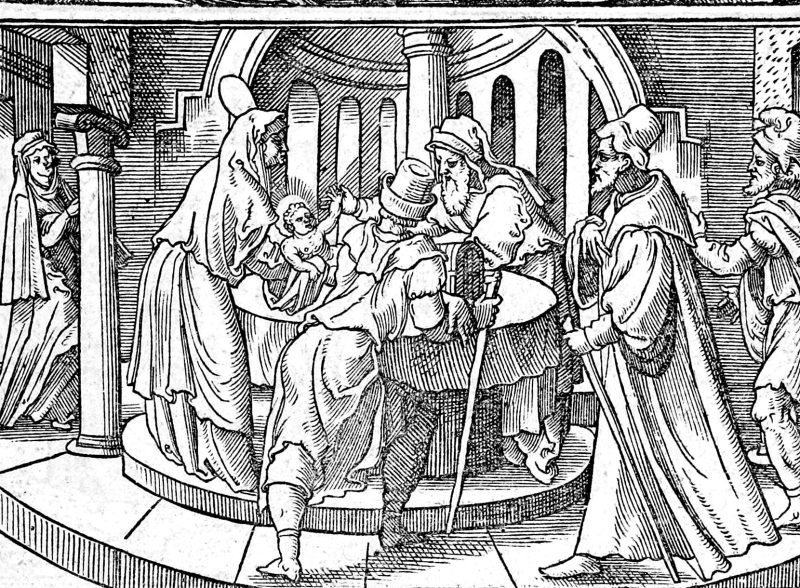 The Presentation in the Temple, woodcut by Virgil Solis