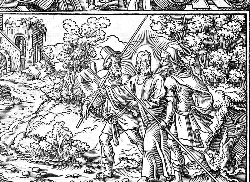 The Road to Emmaus, woodcut by Virgil Solis