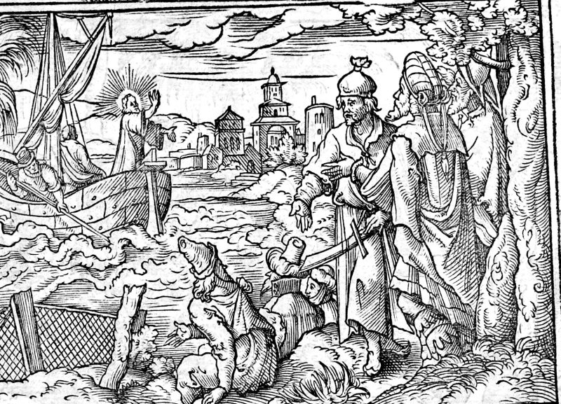 The Draught of Fishes, woodcut by Virgil Solis
