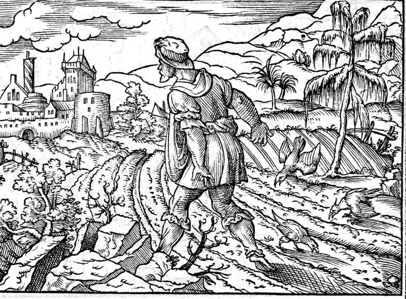 The Women, the Storm and Jairus' Daughter, woodcut by Virgil Solis