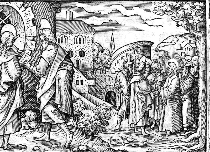 Christ Praises John the Baptist, woodcut by Virgil Solis