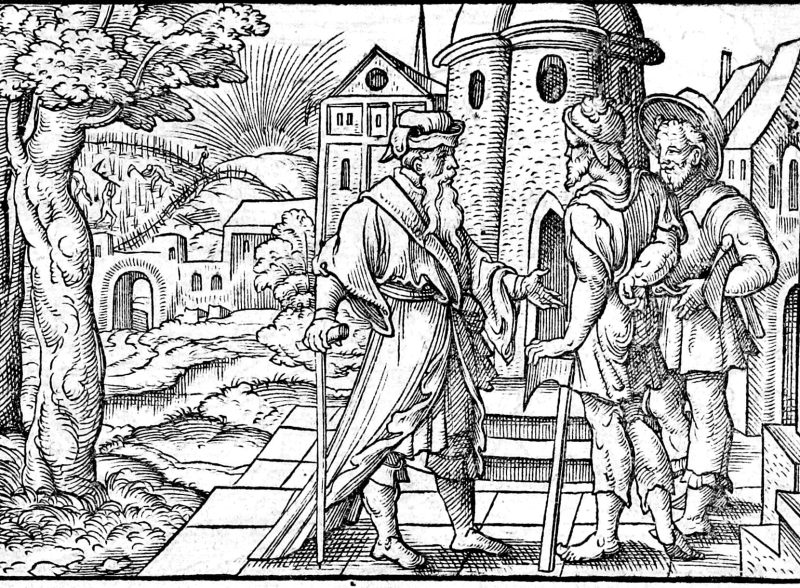 The Labourers in the Vineyard, woodcut by Virgil Solis